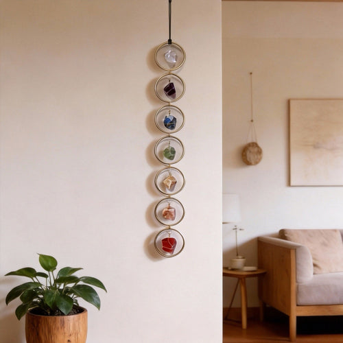 7 Chakra Raw Gemstone Wall Hanging | Natural Crystal Healing Home Decor